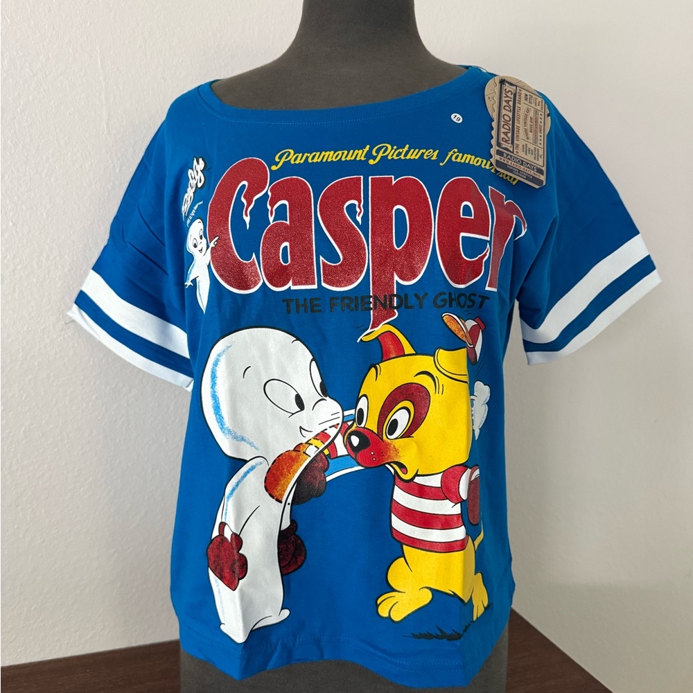 Casper The Friendly Ghost Blue Athletic style Graphic T-Shirt